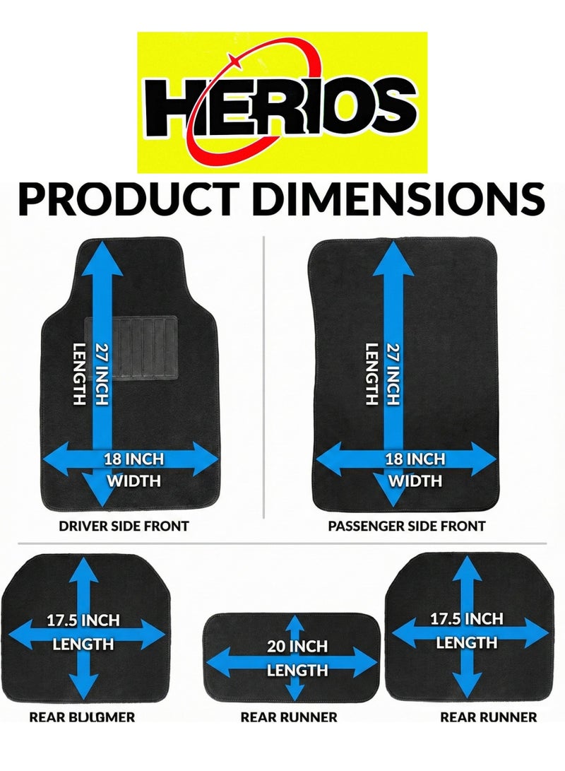 HERIOS Universal Car Floor Mats Set, Black, 5 Piece, Heavy Duty Waterproof Non Slip, All Season Interior Protection for SUV and Sedan, car mat, car floor mat, car accessories (BLACK) - Image 5